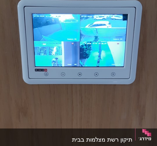 מסך תצוגה עם ארבע מצלמות אבטחה